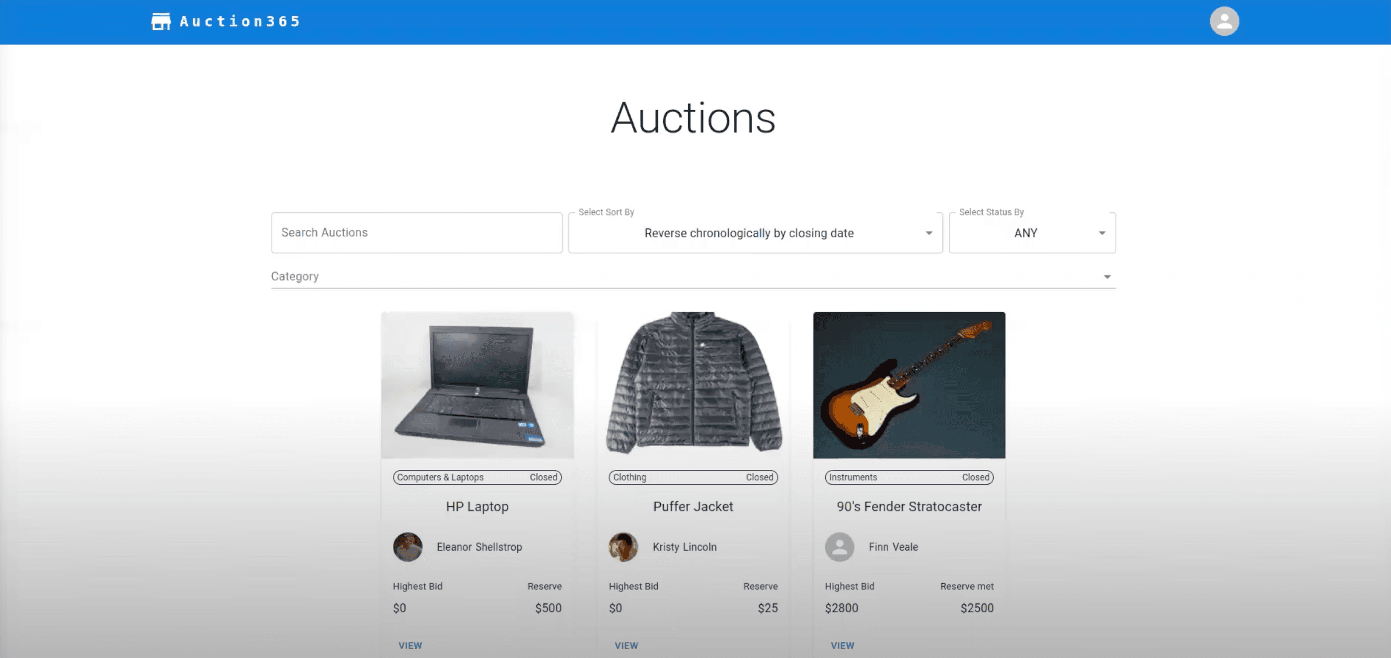 Auction Web Application project preview